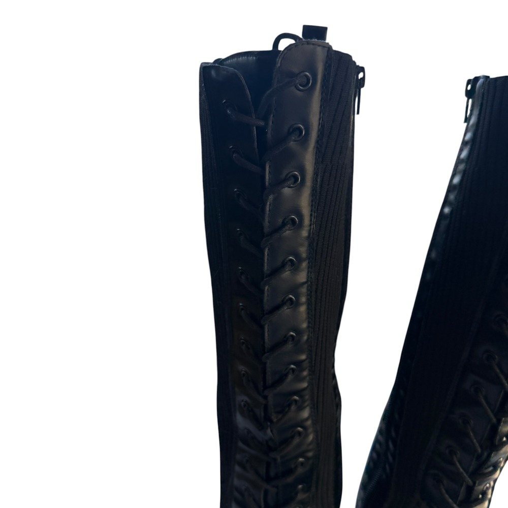 Truffle Collection Combat Boots Womens 10 Black Excellent Vegan Lug Sole Ribbed - Picture 10 of 16